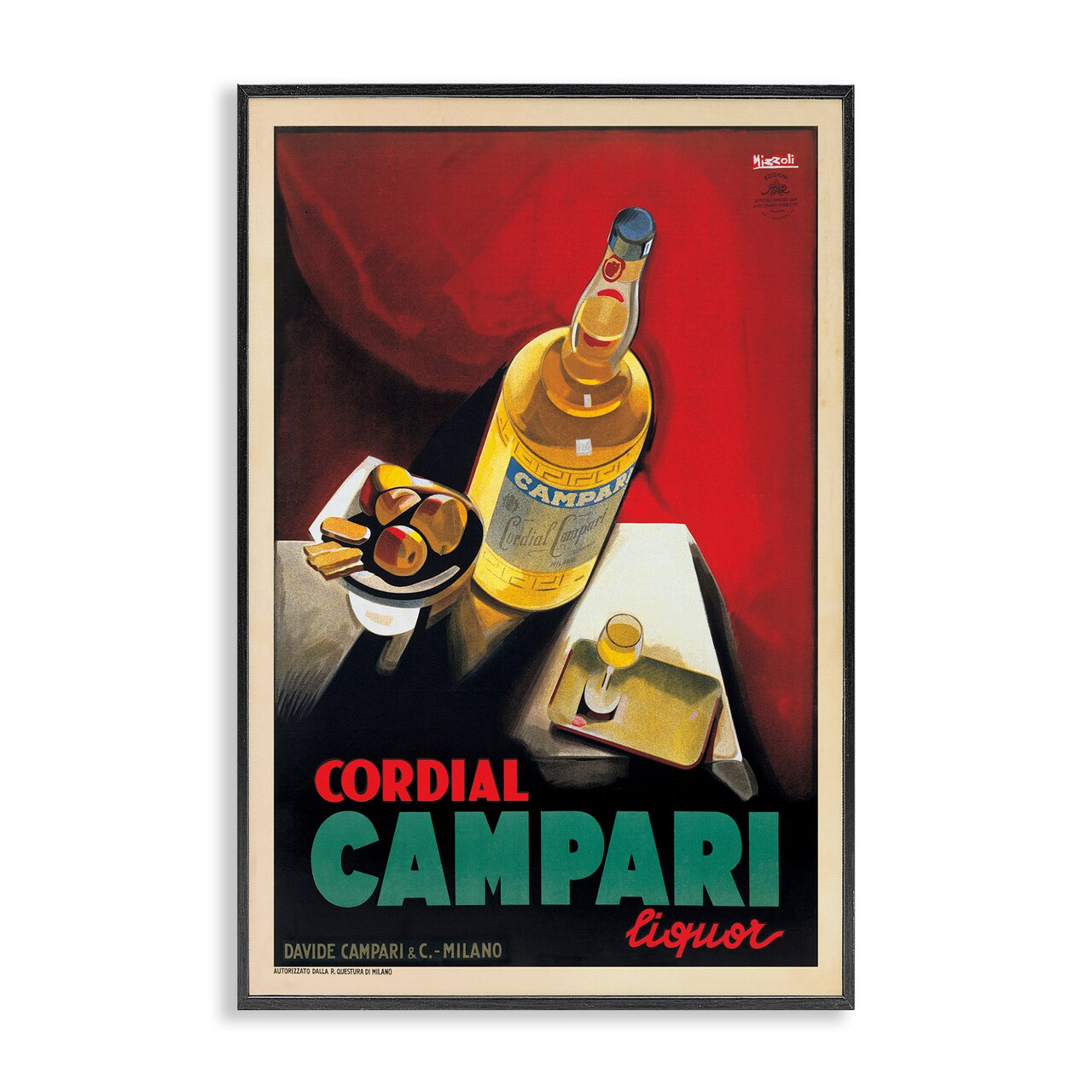 Stupell Industries Antique Compari Liquor Framed Giclee By Marcello Nizzoli